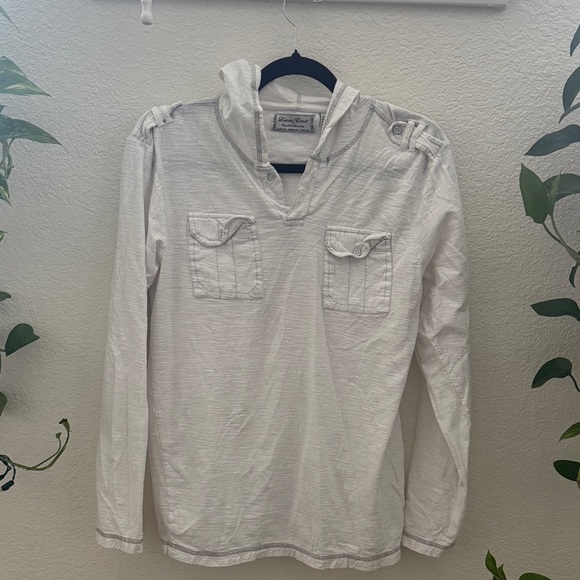 Lions Crest by English Laundry White Hooded Shirt with Pockets Size S - Picture 1 of 5